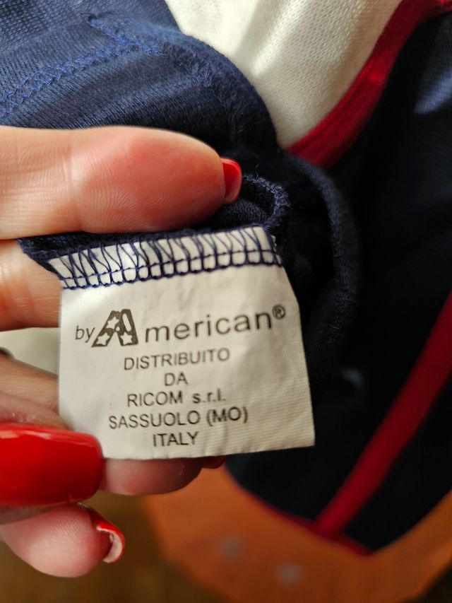 Maglietta cotone bianca e blu Tg L