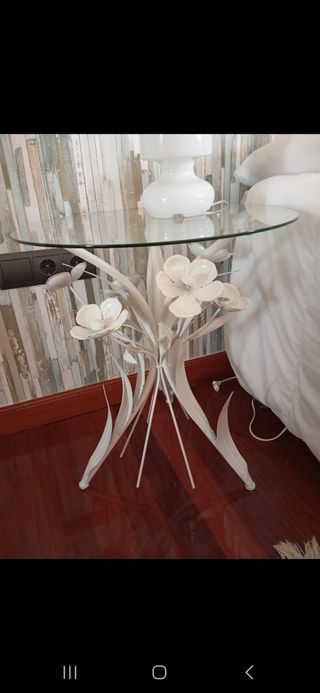 Mesa auxiliar forja blanca