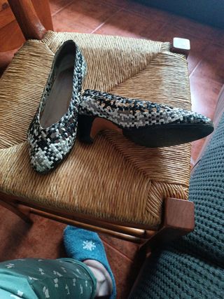 Zapatos trenzados piel blanco-negro