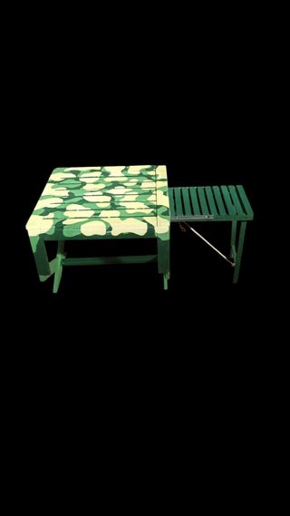 Mesa auxiliar de madera de camuflaje RESTAURADA