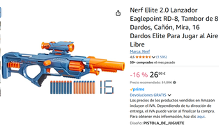 Pistola juguete Nerf Elite 2.0 dardos espuma