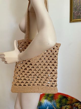 Borsa triangolo in rafia colore kraft