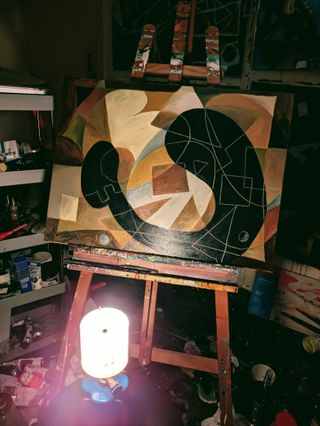 "El apagón" Cuadro abstracto oleo pintado a mano