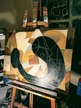 "El apagón" Cuadro abstracto oleo pintado a mano