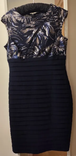 Vestido Fiesta Azul, Dorado/ Plateado talla S