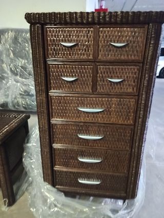 CONJUNTO DE MUEBLES DE MIMBRE AÑOS 70