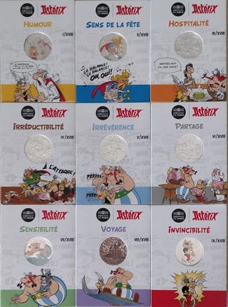 Francia 2022 moneda plata 10€ Astérix 1-9