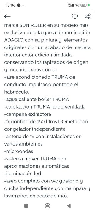 Caravana Sun Roller Adagio LUXE 6 plz muy bien cui