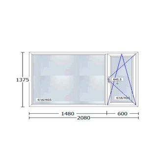 FIJO Y VENTANA PVC CORTIZO 208 x 137,5 NUEVA