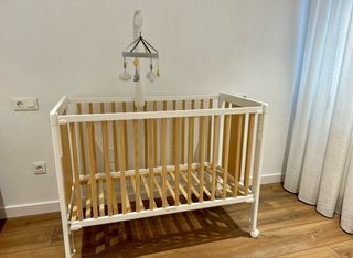 Cuna Bebé - Madera Pino - Blanco