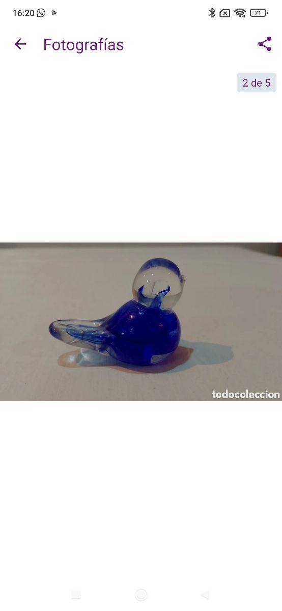 Antiguo pájaro de cristal de Murano