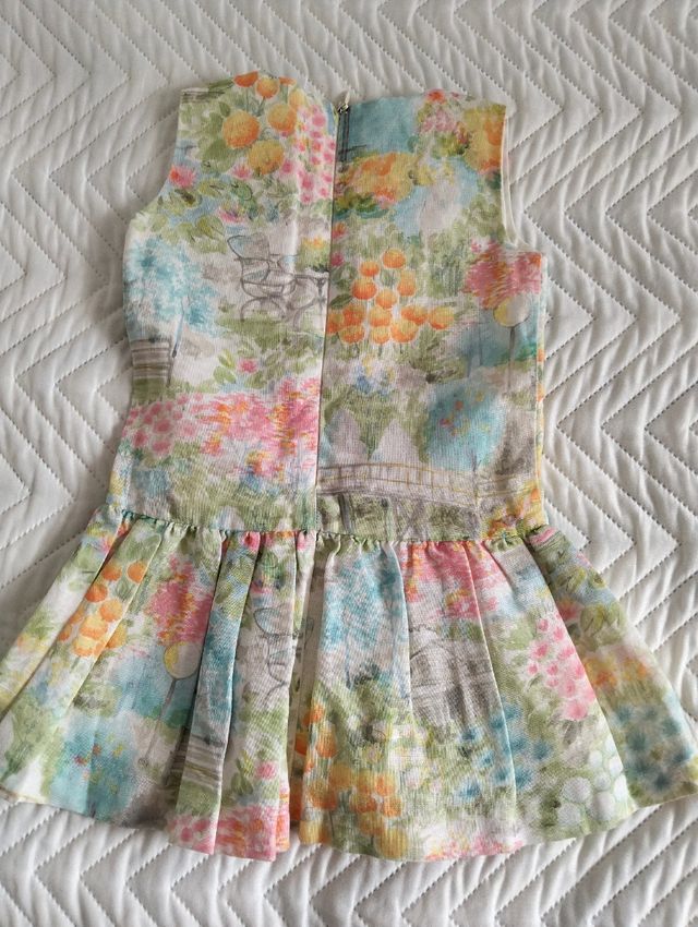 Vestido niña flores fucsia-pastel