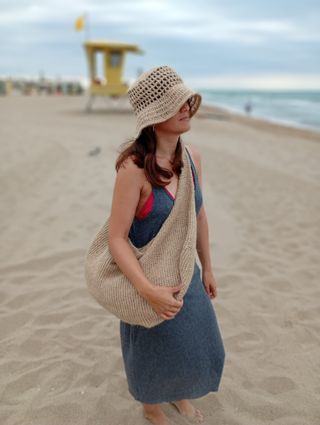 Bolso de mano playero MAXI estilo Boho de yute