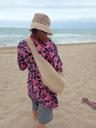 Bolso de mano playero MAXI estilo Boho de yute