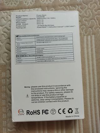 Power Bank 36800mAh - Batería Externa