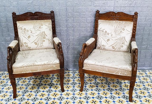 Pareja de sillones estilo Imperio en caoba
