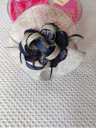 TOCADO DE FIESTA AZUL-GRIS