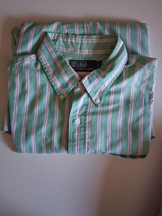 Camicia Ralph Lauren a righe verde/rosa taglia L