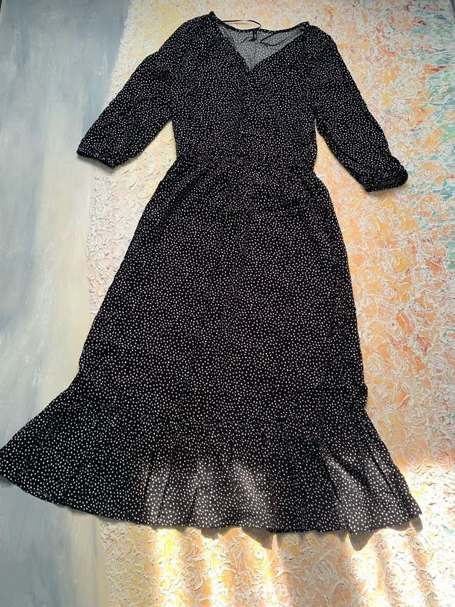 Vestito lungo a pois neri