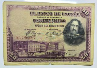 Billete 50 Pesetas 1928 - Velázquez