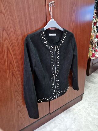 Chaqueta ante negra pedrería - Talla M