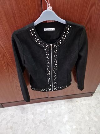 Chaqueta ante negra pedrería - Talla M