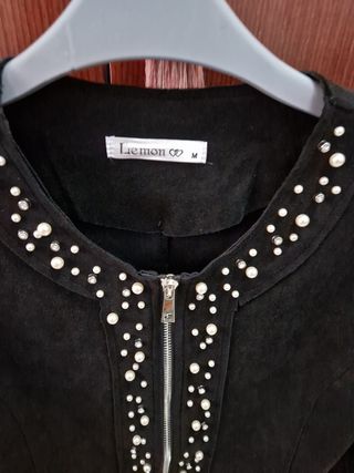 Chaqueta ante negra pedrería - Talla M
