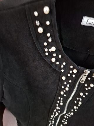 Chaqueta ante negra pedrería - Talla M