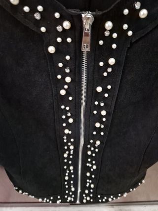 Chaqueta ante negra pedrería - Talla M