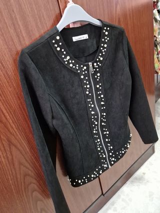 Chaqueta ante negra pedrería - Talla M