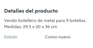 Botellero de metal para 6 botellas