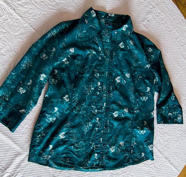 Camisa algodon manga francesa verde