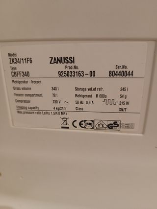 Repuestos frigorífico Zanussi modelo 1 fotografía 