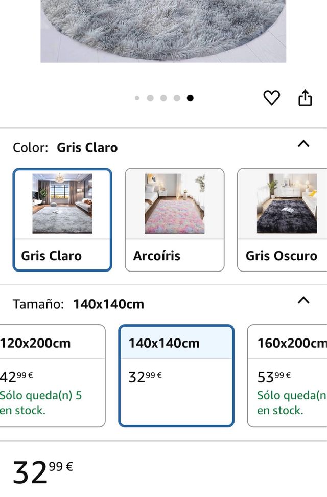 Alfombra redonda gris - 140x140cm