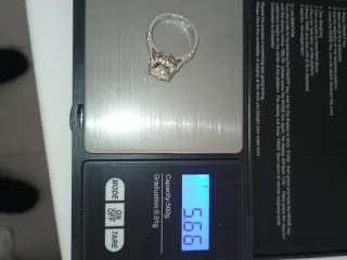Anillo sortija oro blanco con brillantes sintetico