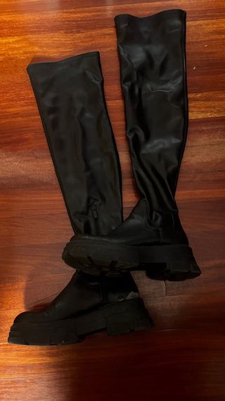 Botas altas negras tacón grueso