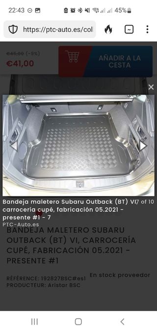 Bandeja maletero Subaru Outback (BT) 2021