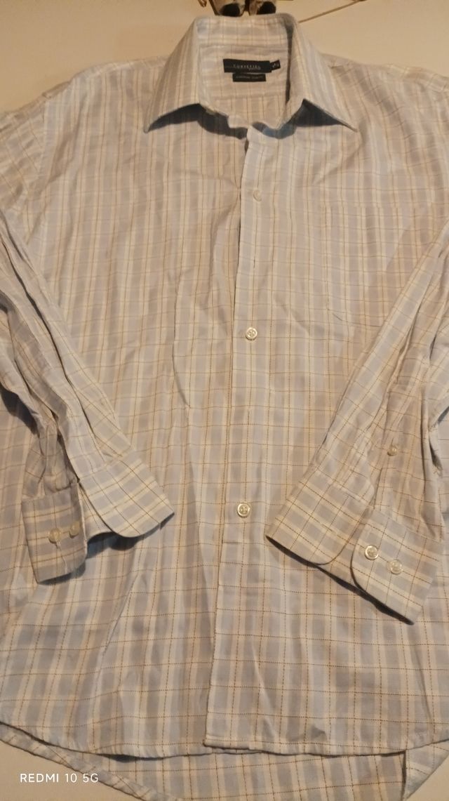 Camisa Cortefiel Executive azul e branco