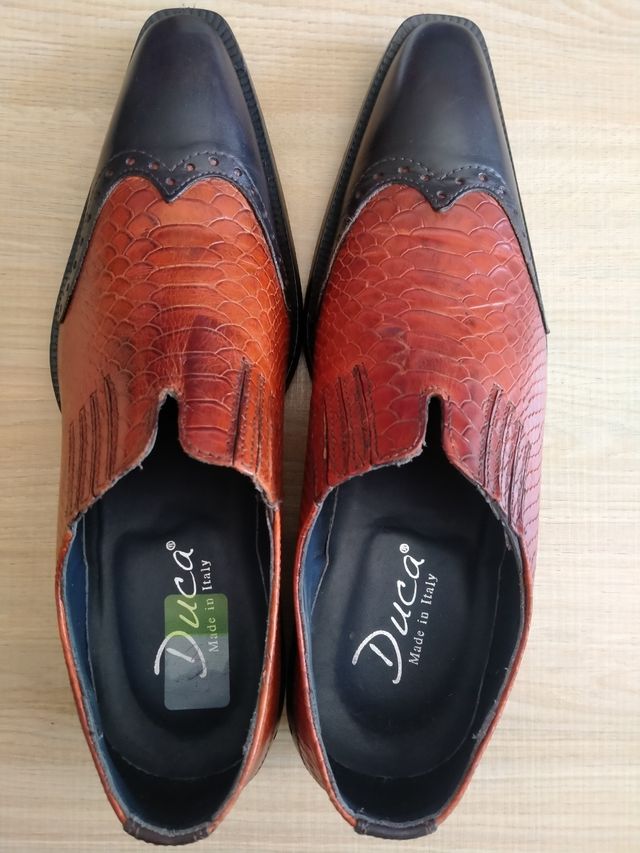 Zapatos Duca de piel: marrón y negro