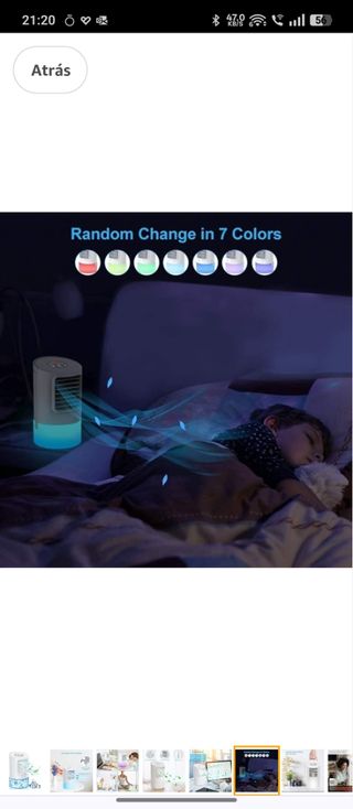 Mini acondicionador aire portátil+ cromoterapia