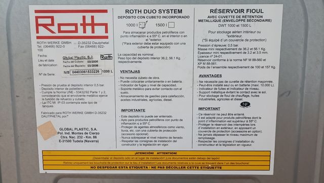 Depósito Roth 1000L Duo-System con doble pared