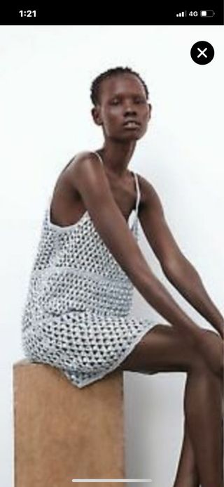 Vestido crochet Zara plata