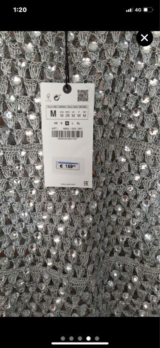 Vestido crochet Zara plata
