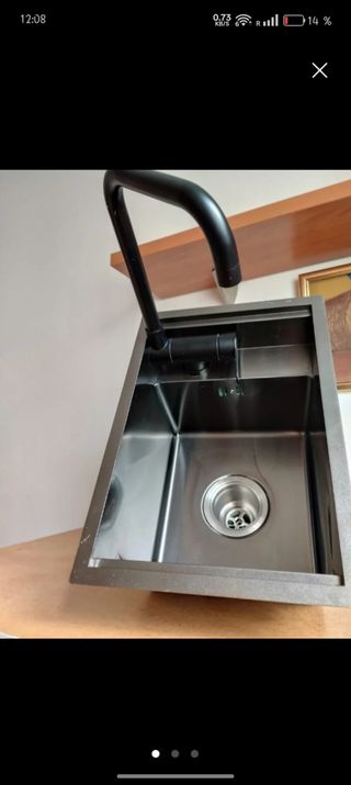 Fregadero acero + grifo negro