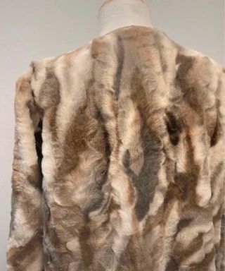 Abrigo de Piel Sintética Beige y Marrón