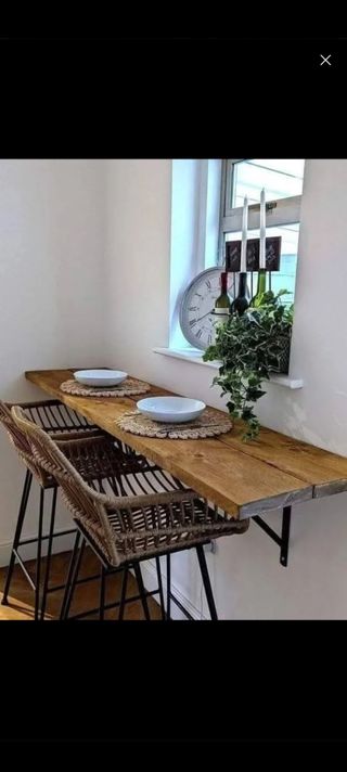Barra cocina madera maciza a medida mesa de apoyo