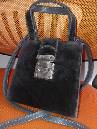 Fendi sas borsa a tracolla vintage velluto pelle