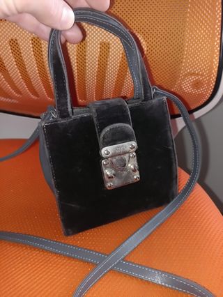 Fendi sas borsa a tracolla vintage velluto pelle