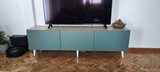Mueble TV BESTA Ikea + mesa - Roble/Verde