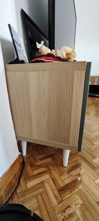 Mueble TV BESTA Ikea + mesa - Roble/Verde